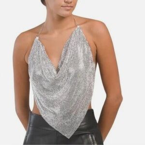 House of Harlow Silver Halter Neck Top
